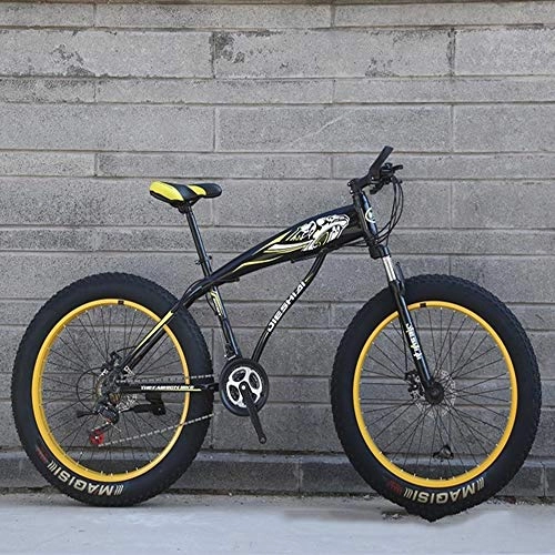 Fat Tyre Mountain Bike : NA ZGGYA Mountain Bike, 24-speed Dual-disc Brakes, Powerful Shock-absorbing Front Fork, 24-inch / 26-inch Mountain Bike, Big Wheel Snow Bike