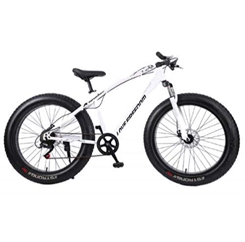Fat Tyre Mountain Bike : NANXCYR 26 Inches Mountain Bikes Fat Bicycles High Carbon Steel Off-Road Bike Beach Snow Bike 24 Speed 4.0 Wide Tire Dual Disc Brake Men's Womens, D