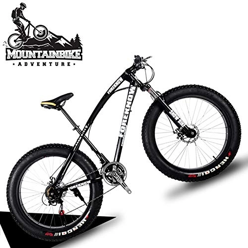 Fat Tyre Mountain Bike : NENGGE 20 Inch Hardtail Mountain Bike with Front Suspension & Mechanical Disc Brakes for Women, Off-Road Fat Tire Mountain Bicycle Adjustable Seat in 8 Colors, Anti-Slip Bikes, Black, 24 Speed