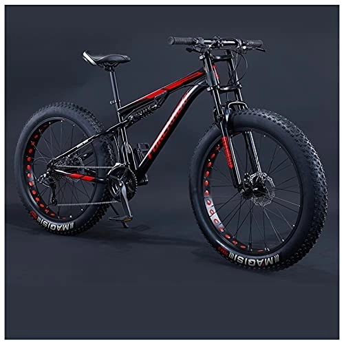 Fat Tyre Mountain Bike : NENGGE 24 Inch Fat Tire Hardtail Mountain Bike for Men and Women, Dual-Suspension Adult Mountain Trail Bikes, All Terrain Bicycle with Adjustable Seat & Dual Disc Brake, Black, 27 Speed