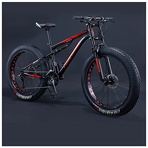 Fat Tyre Mountain Bike : NENGGE 26 Inch Fat Tire Hardtail Mountain Bike for Men and Women, Dual-Suspension Adult Mountain Trail Bikes, All Terrain Bicycle with Adjustable Seat & Dual Disc Brake, 30 Speed, Black Spoke