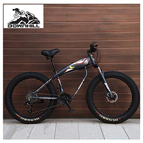 Fat Tyre Mountain Bike : NENGGE 26 Inch Hardtail Mountain Bikes for Men / Women, Adult Fat Tire Mountain Off-Road Bicycle with Front Suspension & Dual Disc Brake Adjustable Seat All Terrain Mountain Bike, Spoke Gray, 21 Speed