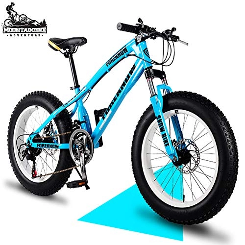 Fat Tyre Mountain Bike : NENGGE 26 Inch Hardtail Mountain Bikes with Fat Tire for Adults Men Women, Mountain Trail Bike with Front Suspension Disc Brakes, High-Carbon Steel Mountain Bicycle, Blue Spoke, 24 Speed