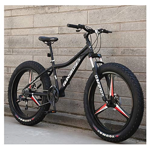 Fat Tyre Mountain Bike : NENGGE 26 Inch Mountain Bikes, High-carbon Steel Hardtail Mountain Bike, Fat Tire All Terrain Mountain Bike, Women Men's Anti-Slip Bikes, Black, 24Speed3Spoke