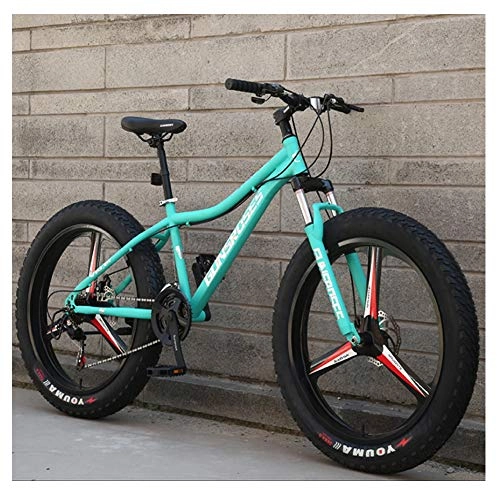Fat Tyre Mountain Bike : NENGGE 26 Inch Mountain Bikes, High-carbon Steel Hardtail Mountain Bike, Fat Tire All Terrain Mountain Bike, Women Men's Anti-Slip Bikes, Blue, 21 Speed 3 Spoke