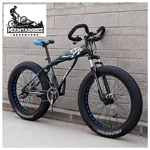 Fat Tyre Mountain Bike : NENGGE Hardtail Fat Tire Mountain Bike for Adults, Men Women Mountain Trail Bike with Dual Disc Brake, High-carbon Steel Front Suspension All Terrain Mountain Bicycle, New Blue, 26 Inch 24 Speed