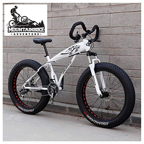 Fat Tyre Mountain Bike : NENGGE Hardtail Fat Tire Mountain Bike for Adults, Men Women Mountain Trail Bike with Dual Disc Brake, High-carbon Steel Front Suspension All Terrain Mountain Bicycle, New White, 26 Inch 27 Speed