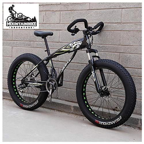 Fat Tyre Mountain Bike : NENGGE Hardtail Fat Tire Mountain Bike for Adults, Men Women Mountain Trail Bike with Dual Disc Brake, High-carbon Steel Front Suspension All Terrain Mountain Bicycle, New Yellow2, 24 Inch 27 Speed