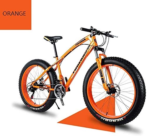 Fat Tyre Mountain Bike : NENGGE High Grade Style 'Snow Bike Cycle Fat Tyre, 26 / 24 Inch Double Disc Brake Mountain Snow Beach Fat Tire Variable Speed Bicycle, Bike Features Lasting Tyres, Orange, (Size : 26)