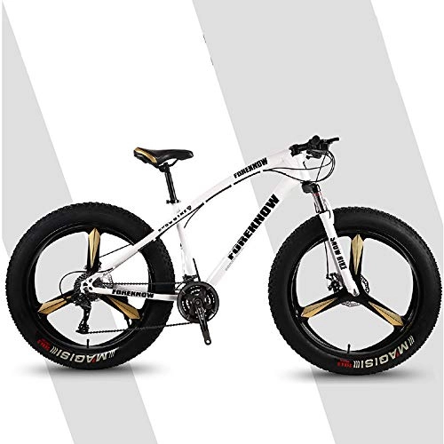 Fat Tyre Mountain Bike : Nerioya Mountain Bikes, Double Disc Brakes, Mountain And Snow Beaches, Fat Tires, Variable Speed Three-Cutter Wheels, A, 26 inch 21 speed