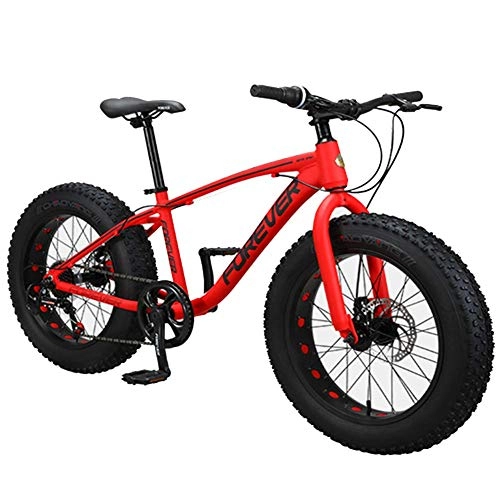 Fat Tyre Mountain Bike : NOBRAND Kids Mountain Bikes, 20 Inch 9-Speed Fat Tire Anti-Slip Bikes, Aluminum Frame Dual Disc Brake Bicycle, Hardtail Mountain Bike, Red Suitable for men and women, cycling and hiking (Color : Red)