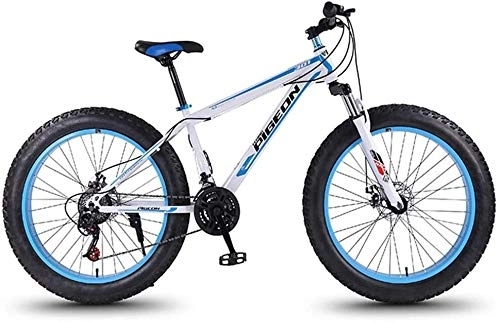 Fat Tyre Mountain Bike : Nologo Bicycle 24 Speed Mountain Bikes, 27.5 Inch Fat Tire Mountain Trail Bike, High-carbon Steel Frame, Men's Womens All Terrain Mountain Bike with