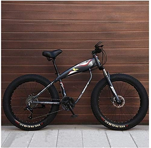 Fat Tyre Mountain Bike : Nologo Bicycle 26 Inch Mountain Bikes, Fat Tire Hardtail Mountain Bike, Aluminum Frame Alpine Bicycle, Mens Womens Bicycle with Front Suspension, Black, 24 Speed Spoke, Size:21 Speed Spoke