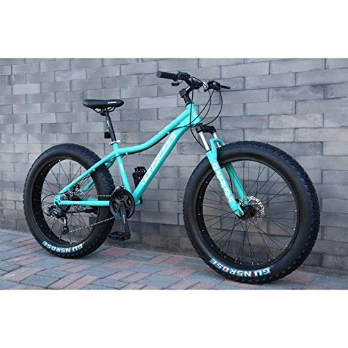 Fat Tyre Mountain Bike : Oanzryybz 26 Inch 4.0 Fat Tire Snowmobile, Variable Speed Mountain Bike, 7 / 21 / 24 / 27 / 30 Speed, for Men, Women, Students, Blue, 21