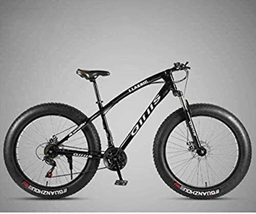 Fat Tyre Mountain Bike : Painting 26 Inch Bicycle Mountain Bike Fat Tire MTB Bikes, High-Carbon Steel Frame, Shock-Absorbing Front Fork Dual Disc Brake BXM bike (Color : Black, Size : 24 speed)