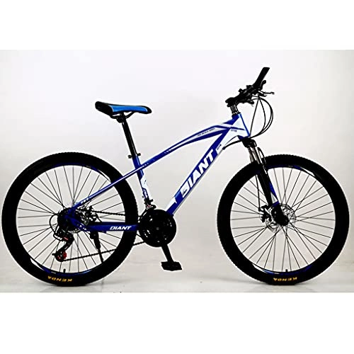 Fat Tyre Mountain Bike : PBTRM Hardtail Mountain Bike 26 Inch 21 Speed, High Carbon Steel Frame, Double Disc Brake, Front Suspension Anti-Slip Bicycle MTB for Adult, Blue