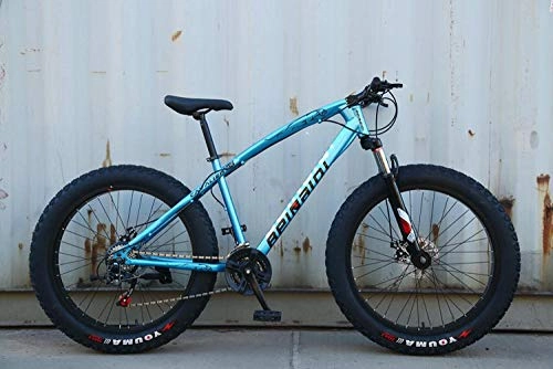 Fat Tyre Mountain Bike : peipei 26 Inch Wheel Adult Mountain Fat Bike 24 / 27 / 30 Speed Road Bicycle Men Front And Rear Mechanical Disc Brakes Steel Frame Ride-Starry blue_26 inch (160-195cm)_24 Speed