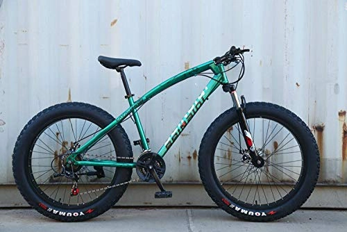 Fat Tyre Mountain Bike : peipei 26 Inch Wheel Adult Mountain Fat Bike 24 / 27 / 30 Speed Road Bicycle Men Front And Rear Mechanical Disc Brakes Steel Frame Ride-Starry Green_26 inch (160-195cm)_24 Speed