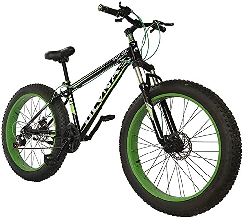 Fat Tyre Mountain Bike : Qianglin 20 / 26 Inch Fat Tire Mountain Bike, Adult Men's and Women's Outdoor Road Bicycle, Sand Bike, 21-27 Speed, Disc Brake, Suspension Fork