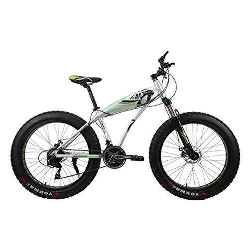 Fat Tyre Mountain Bike : Qinmo Mountain Bike, Double Disc Brake / Aluminum Alloy Frame Cruiser Bikes, Beach Snowmobile Bicycle, 26 inch Fat Tire, 7-30 Speed (Color : E, Size : 7 speed)