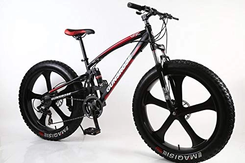 Fat Tyre Mountain Bike : QISKAII 26 inch mountain bike 4.0 fat tire mountain bicycle high carbon steel bike beach snow bicycle 7 / 21 / 24 / 27 speed fat bike