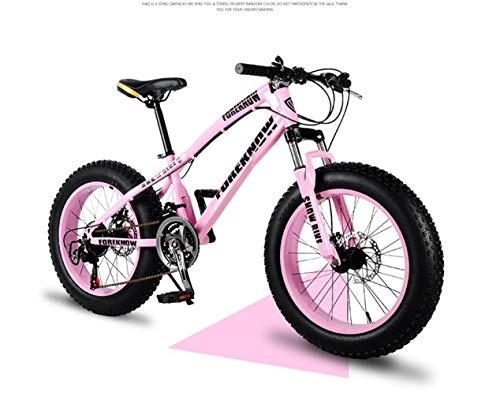 Fat Tyre Mountain Bike : Qj Mens' Mountain Bike, 26 inch Fat Tire Road Bicycle Snow Bike Beach Bike High-carbon Steel Frame, 24 speed With Disc Brakes and Suspension Fork, Pink