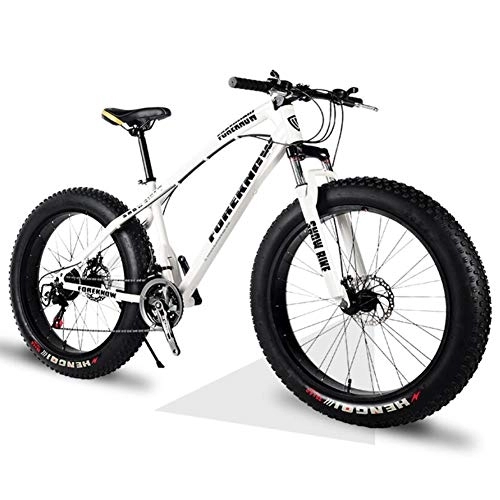Fat Tyre Mountain Bike : QMMD 20-Inch / 24-Inch / 26-Inch Mountain Bikes, Hardtail Mountain Bike, Kids / Adult High-carbon Steel Mountain Trail Bike, Front Suspension All Terrain Mountain Bike, 20 inches yellow, 27 speed