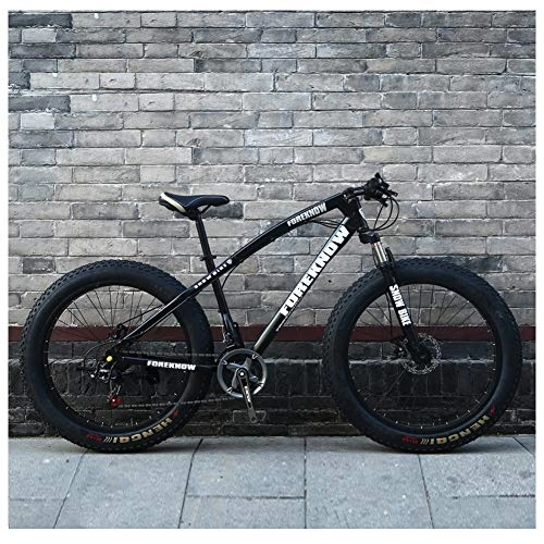 Fat Tyre Mountain Bike : QMMD 24-Inch / 26-Inch Fat Tire Mountain Bikes, Adult All Terrain Mountain Bike, 7-21-24-27-Speed Hardtail Mountain Bike, High-carbon Steel, Womens / Mens Anti-Slip Bikes, 24 Inch G Spokes, 27 speed