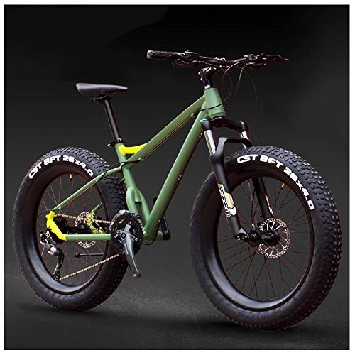 Fat Tyre Mountain Bike : QMMD 26-Inch Mountain Bikes, Adult All Terrain Mountain Bike, 27-Speed Fat Tire Mountain Trail Bike, Aluminum Frame Anti-Slip Bikes, Mens / Women Hardtail Mountain Bike, A green Spokes, 27 speed