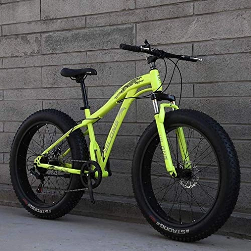 Fat Tyre Mountain Bike : QZ 24 Inch Fat Tire Mountain Bike Adult, Beach Snow Bike, Double Disc Brake Cruiser Bikes, Mountain Bike Mens 4.0 Wide Wheels (Color : Green, Size : 27 speed)