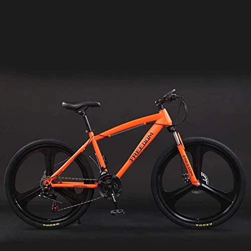 Fat Tyre Mountain Bike : QZ Adult 26 Inch Mountain Bike, Teenage Student Double Disc Brake Bicycles, Beach Snow Bicycle, Magnesium Alloy Integrated Wheels, Man Woman General Purpose (Color : Orange, Size : 24 speed)