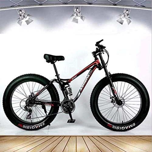 Fat Tyre Mountain Bike : QZ Adult Fat Tire Mountain Bike, Snow Bike, Double Disc Brake Cruiser Bikes, Beach Bicycle 26 Inch Wheels, Colour:C (Color : A)
