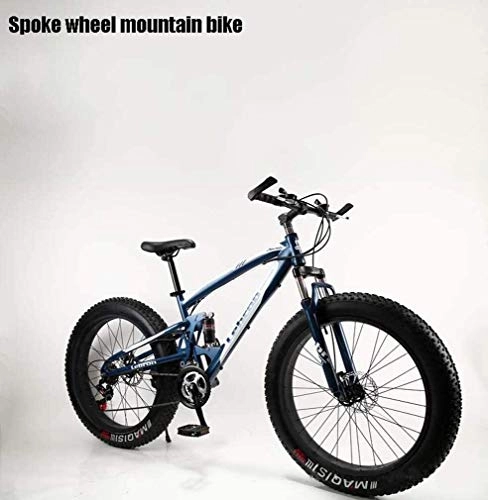 Fat Tyre Mountain Bike : QZ Adult Fat Tire Mountain Bike, Snow Bikes, Double Disc Brake Beach Cruiser Bikes, Men All-Terrain Full Suspension Bicycle, 4.0 Wide 26 Inch Wheels (Color : A, Size : 27 speed)