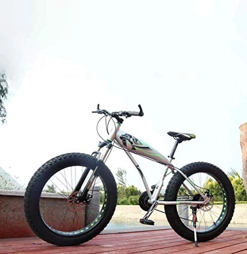 Fat Tyre Mountain Bike : QZ Fat Tire Adult Mountain Bike, Double Disc Brake / Aluminum alloy Frame Cruiser Bikes, Beach Snowmobile Bicycle, 24 Inch Wheels (Color : White, Size : 27 speed)