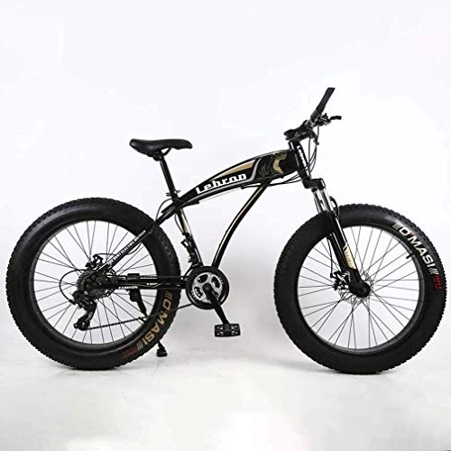 Fat Tyre Mountain Bike : QZ Fat Tire Adult Mountain Bike, Lightweight High-Carbon Steel Frame Cruiser Bikes Beach Snowmobile Mens Bicycle Double Disc Brake 26 Inch Wheels (Color : Black, Size : 21 speed)