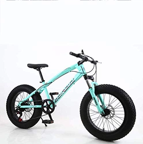 Fat Tyre Mountain Bike : QZ Fat Tire Mens Mountain Bike, Double Disc Brake / High-Carbon Steel Frame Cruiser Bikes, Beach Snowmobile Bicycle, 7 speed (Color : J, Size : 24 inches)
