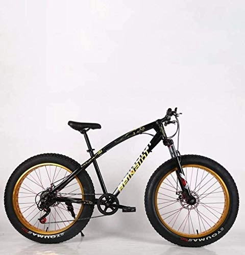 Fat Tyre Mountain Bike : QZ Mens Adult Fat Tire Mountain Bike, Double Disc Brake Beach Snow Bicycle, High-Carbon Steel Frame Cruiser Bikes, 26 Inch Wheels (Color : Black, Size : 21 speed)
