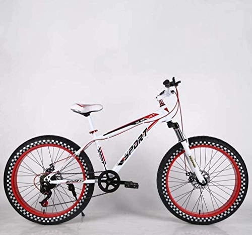 Fat Tyre Mountain Bike : QZ Mens Adult Fat Tire Mountain Bike, Double Disc Brake Beach Snow Bikes, Road Race Cruiser Bicycle, 24 Inch Wheels (Color : B, Size : 21 speed)