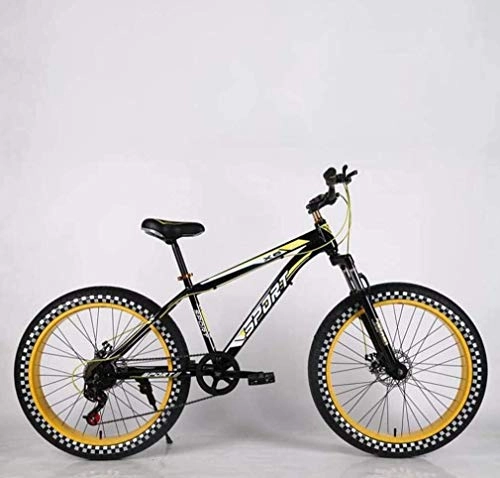 Fat Tyre Mountain Bike : QZ Mens Adult Fat Tire Mountain Bike, Double Disc Brake Beach Snow Bikes, Road Race Cruiser Bicycle, 26 Inch Highway Wheels (Color : F, Size : 21 speed)