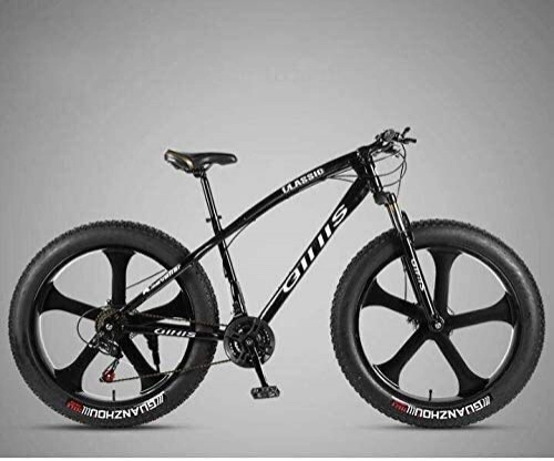 Fat Tyre Mountain Bike : QZ Mountain Bike Bicycle, 264.0 Inch Fat Tire MTB Bike, Men's Womens Hardtail Mountain Bike, Shock-Absorbing Front Fork And Dual Disc Brake (Color : Black, Size : 27 speed)