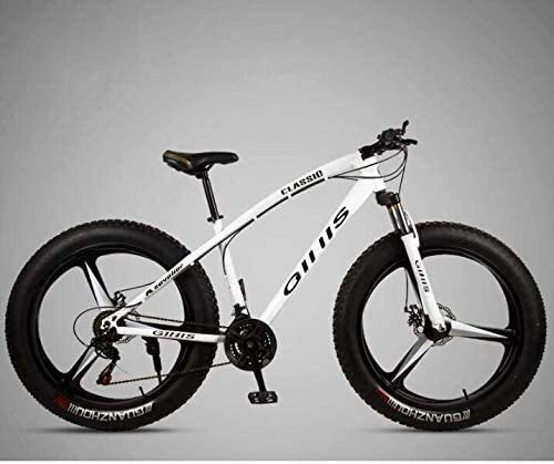 Fat Tyre Mountain Bike : QZ Mountain Bike Bicycle for Adults, 264.0 Inch Fat Tire MTB Bike, Hardtail High-Carbon Steel Frame, Shock-Absorbing Front Fork And Dual Disc Brake (Color : White, Size : 21 speed)