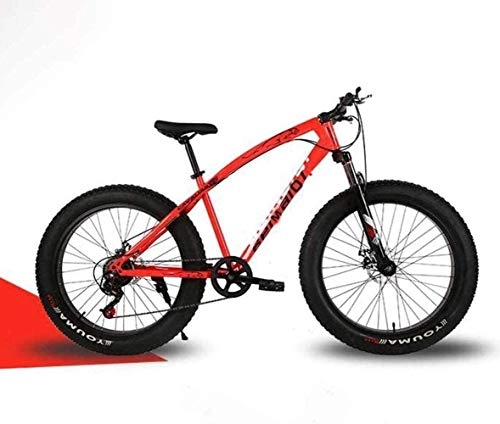 Fat Tyre Mountain Bike : QZ Mountain Bikes 26 Inch Fat Tire Hardtail Mountain Bike Dual Suspension Frame And Suspension Fork All Terrain Bicycle Men's And Women Adult 5-25 (Color : 24 Speed, Size : Red spoke)