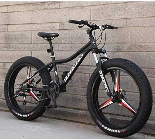 Fat Tyre Mountain Bike : QZ Mountain Bikes, 26Inch Fat Tire Hardtail Snowmobile, Dual Suspension Frame And Suspension Fork All Terrain Men's Mountain Bicycle Adult 6-11 (Color : Black 3, Size : 27Speed)