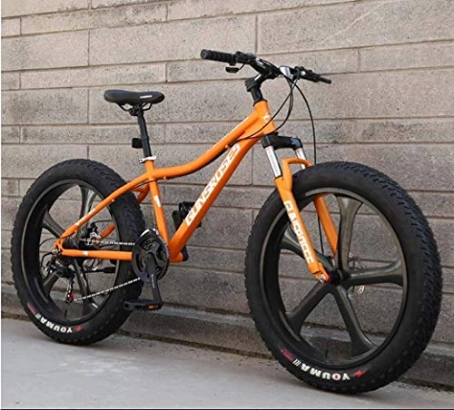 Fat Tyre Mountain Bike : QZ Mountain Bikes, 26Inch Fat Tire Hardtail Snowmobile, Dual Suspension Frame And Suspension Fork All Terrain Men's Mountain Bicycle Adult (Color : Orange 2, Size : 27Speed)