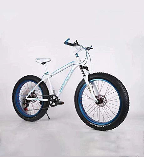 Fat Tyre Mountain Bike : QZ Upgraded Version Fat Tire Mens Mountain Bike, Double Disc Brake / High-Carbon Steel Frame Cruiser Bikes 7 Speed, Beach Snowmobile Bicycle 24-26 inch Wheels (Color : E, Size : 24inch)