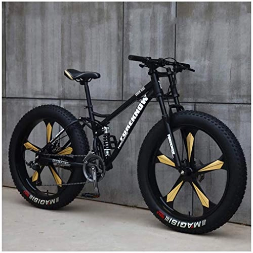Fat Tyre Mountain Bike : RLF LF BicycleMTB Bicycle, 26 Inch Fat Tire Hardtail Mountain Bike, Dual Suspension Frame and Suspension Fork All Terrain Mountain Bike, C, 26Inch 24 speed