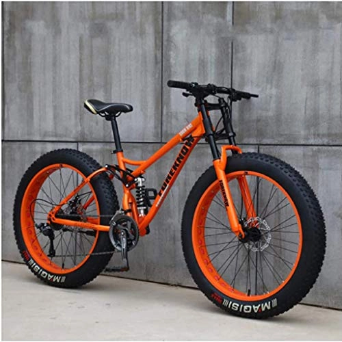 Fat Tyre Mountain Bike : RLF LF BicycleMTB Bicycle, 26 Inch Fat Tire Hardtail Mountain Bike, Dual Suspension Frame and Suspension Fork All Terrain Mountain Bike, M, 24 Inch 7 speed