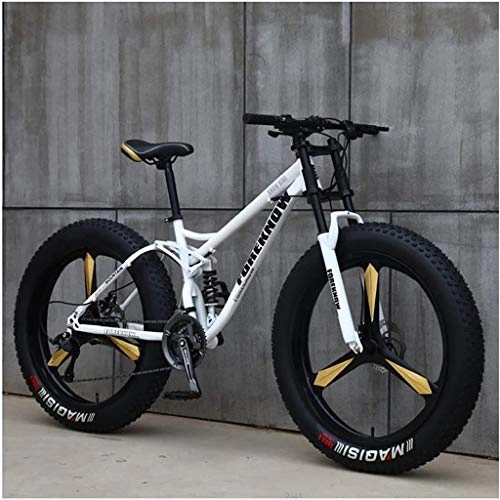 Fat Tyre Mountain Bike : RLF LF BicycleMTB Bicycle, 26 Inch Fat Tire Hardtail Mountain Bike, Dual Suspension Frame and Suspension Fork All Terrain Mountain Bike, N, 26Inch 24 speed