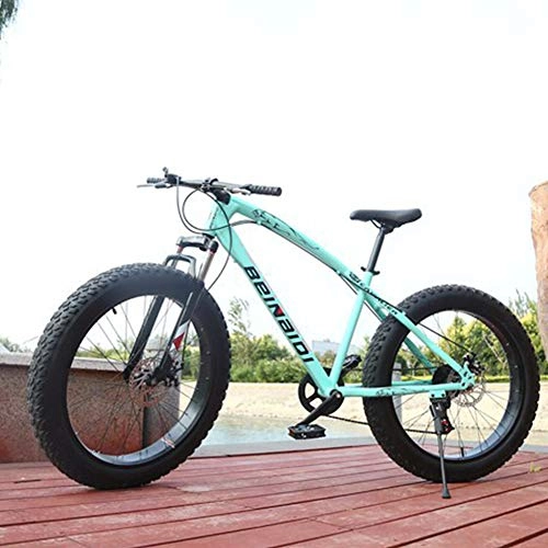 Fat Tyre Mountain Bike : RNNTK Adult Fat Bike Outroad Racing Cycling, Comfortable Snow Bicycle Front And Rear Mechanical Disc Brake Outroad Mountain Bike, Carbon Steel Car Available In A Variety Of Colors J 27 Speed-26 Inches