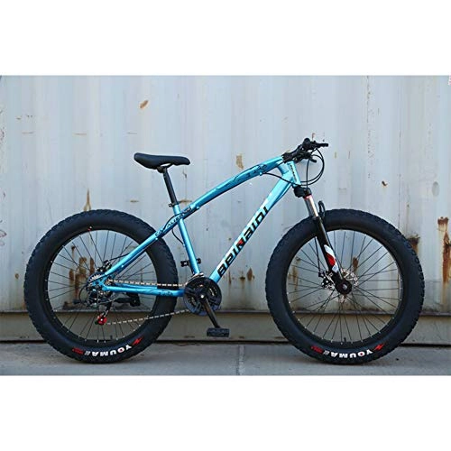 Fat Tyre Mountain Bike : RNNTK Adult Fat Bike Outroad Racing Cycling, Comfortable Snow Bicycle Front And Rear Mechanical Disc Brake Outroad Mountain Bike, Carbon Steel Car Available In A Variety Of Colors L 30 Speed-26 Inches